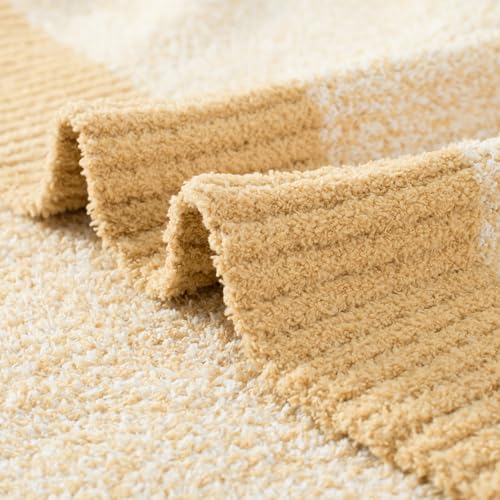 Carriediosa Heather Throw Blanket 50x60, 400GSM Ultra Soft Microfiber | Yolk Yellow, Fuzzy Fluffy Cozy Plush Knit Knitted Throws, Lightweight Cute Preppy Fall Blankets for Couch, Bed - color: Heather - Yolk Yellow, size: 50" X 60"