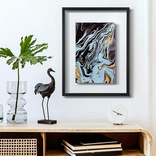 ONE WALL 18x24 Floating Frame, Black Wood Double Glass Float Picture Frame | Display 11x14/11x17/12x18/13x19/16x20 Photos or Plant or Petal Specimens for Wall Hanging, Mounting Kit Included - size: 18X24