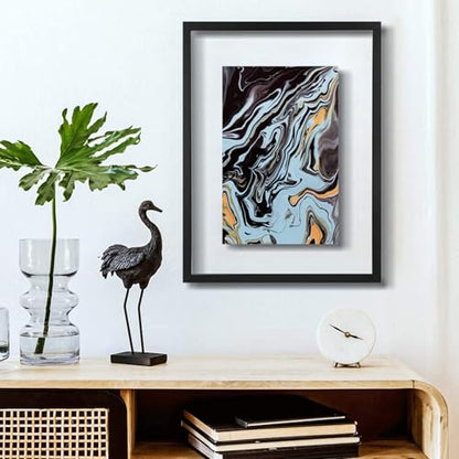 ONE WALL 18x24 Floating Frame, Black Wood Double Glass Float Picture Frame | Display 11x14/11x17/12x18/13x19/16x20 Photos or Plant or Petal Specimens for Wall Hanging, Mounting Kit Included - size: 18X24