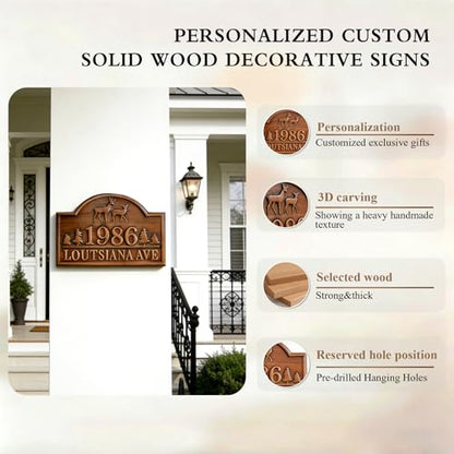 Wood House Address Plaque House Numbers for Outside,Personalized Address Numbers for House, Modern House Number Sign Plaque, Metal Address Yard Sign,Numbers for House Address - color: Style 2