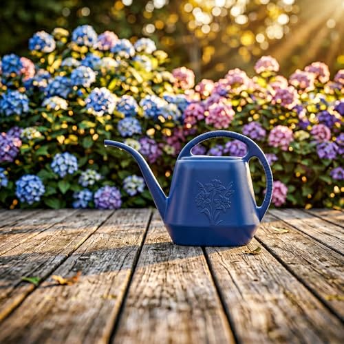 Fasmov 1-Gallon Plastic Watering Can with Comfortable Handle, Garden Watering Cans Long Spout for Indoor Outdoor Watering Plants, Blue