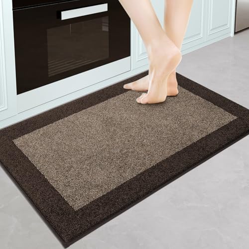Kitchen Rug 24" x 36", Throw Rug for Hallway, Bathroom, Door | Non Slip, Machine Washable, Dirt trapping, Absorbent, Quick Drying, Entryway Rug - color: Brown, size: 24" X 36"