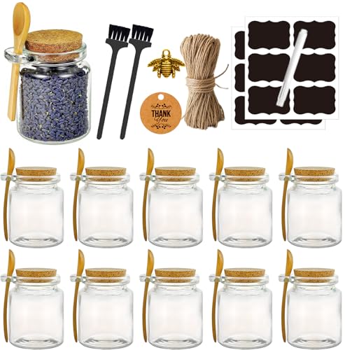 Sugar Scrub Containers, Bath Salt Jar, Spice Jars with Bamboo Spoon, Body Scrub Containers, 8oz Sugar Scrub Jars, Homemade Butter Container W/ Labels and Cleaning Brush, 12 Pack - color: 12 pack