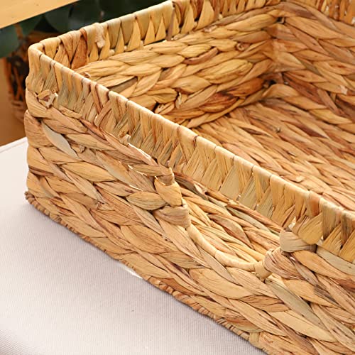 YAHUAN Water Hyacinth Storage Baskets, Hand-Woven Baskets with Built-in Handles Wicker Baskets for Organizing Storage Baskets for Bedroom,Living room,Pantry(Original)
