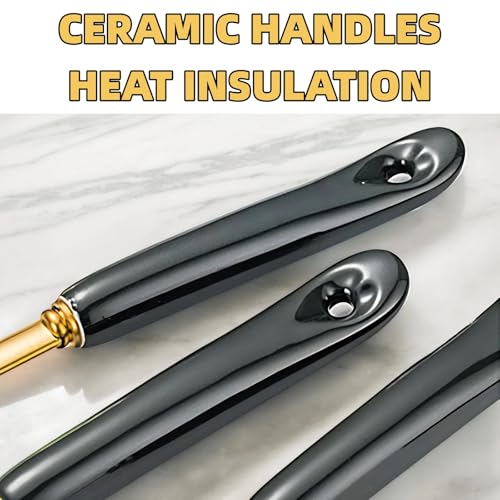 Novellus Stainless Steel Gold Kitchen Utensils Set with Holder, 7pcs Kitchen Accessories for Cooking, Household Utensils Includes Soup Ladle, Spatulas, Slotted Spoon, Pasta Spoon, Black & Gold - color: Black & Gold