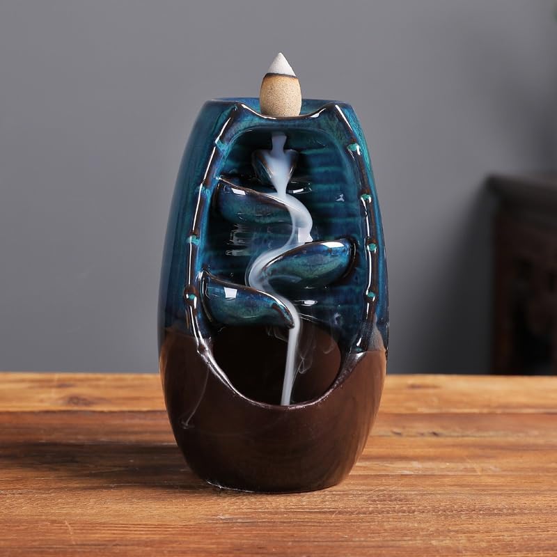 Backflow Incense Burner Ceramic Backflow Incense Burner Aromatherapy Burner Home Incense Burner Ornaments Home Incense Cone Incense Burner Aromatherapy Ornament Incense Waterfall(D) - color: D