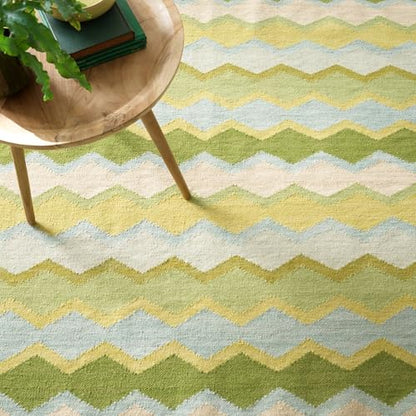 Dash & Albert Safety Net Green Geometric Handwoven Wool Rug, 5'x8' | Green Handwoven Wool Rug, , / Geometric Pattern - color: Green, size: 5' x 8' (Rectangular)
