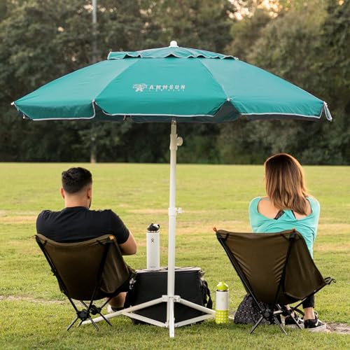 AMMSUN Shade Umbrella, Premium Portable Umbrella with Stand, 6.5ft Lightweight Free Standing Canopy for Sporting Games, Adjustable Instant Sun Protection and Easy to Carry, Turquoise - color: Turquoise