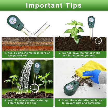 Powboro 3-in-1 Soil Tester Kit – Moisture/pH/Fertility Meter for Garden, Lawn, Potted Plants No Battery Needed Indoor/Outdoor Soil Test Kit