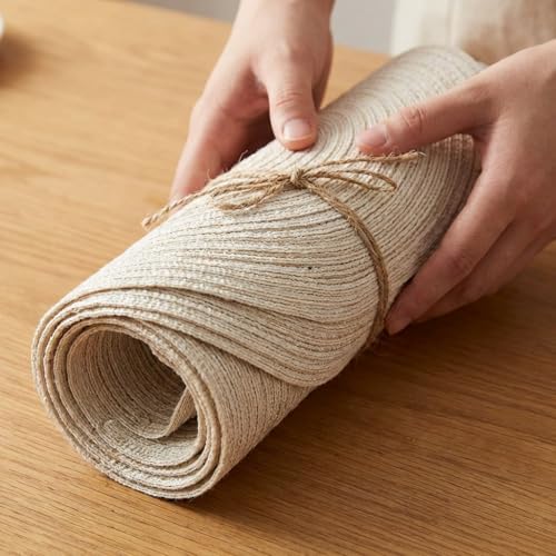 FunWheat Round Braided Placemats Set of 6 Easy Clean Place mats for Dining Tables Woven Heat Resistant Washable Table Mats 15 inches(Beige) - color: Multi Beige, size: 6pcs