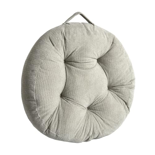Floor Pillow Cushion with Handle for Adults Women Men | Large Meditation & Sitting Cushion Pillow for Tatami, Living Room, Yoga (1, Light Gray, Round, 22" x 22" x 6") - color: Light Gray, Round