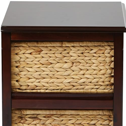 OSP Home Furnishings Seabrook Storage Tower with Solid Wood Frame and Natural Baskets, 3-Drawer, Espresso Finish - color: Espresso Finish, size: 3-Drawer