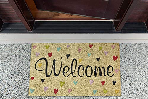 DII Natural Coir Doormat Outdoor Welcome Mat, 17x29, Hearts - color: Hearts