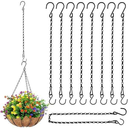Benvo Hanging Plant Chains Flower Pot Hangers with Clips and Hooks 3 Point Replacement Chain Holders for Baskets Bird Feeders Planters and Other Ornaments (24.8 inch Long) - size: 24.8 inch Long
