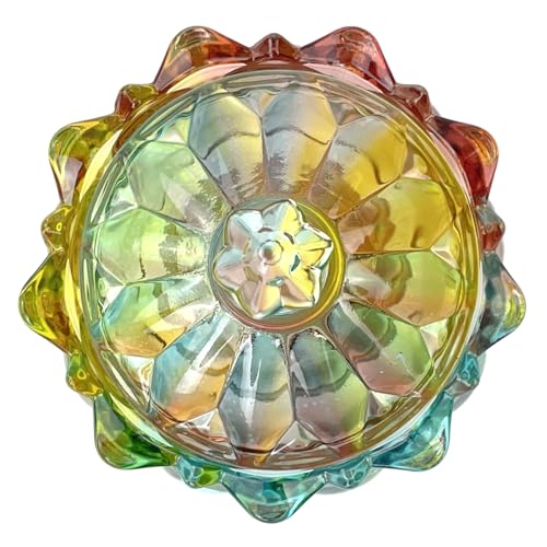 Colorful Crystal Glass Candy Snack Barrel Storage Jar Embossed Luxury Cookie Buffet Canister With Lids Jewelry Box Jar Biscuit Containers - color: Flower Throne