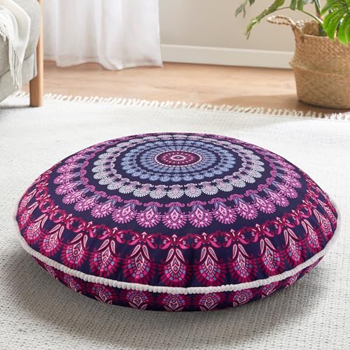 Codi 32 Inch Round Floor Pillow, Large Meditation Pouf Cushion , Memory Foam Stuffer Circle Throw Pillows - (Purple Orchid, 1 Count (Pack of 1)) | Oversized Round Seating for Yoga & Zen, Supportive Shredded Memory Foam Filling, Removable Machine Washable