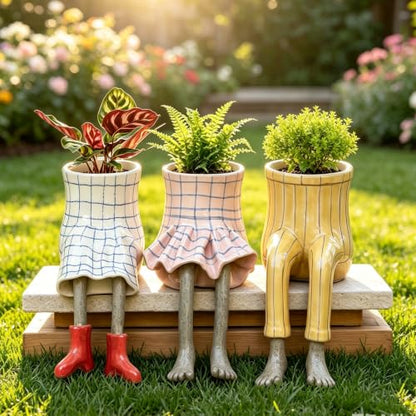 DOLSAO Leggy Pot Funny Planter Set, 3 Pack Resin Hanging Leg Flower Pots, Sculpture Fun Unique Carved Cute Skirt Shape Suitable for Modern Indoor Outdoor Plant Lovers Succulents Bonsai Desktop Decor