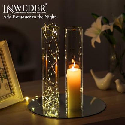 Hurricane Glass Candle Holders: 12" Tall Cylinder Cover Set of 6 | for 0.87" Taper, Windproof Chimney Cover, Clear Candlestick Holder for Wedding Table Centerpiece, Party, Birthday, Christmas - size: 12" H - 6 Pcs
