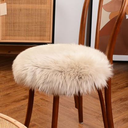 LLB Sheepskin Chair Pads - Office & Dining Room Chair Cushions (16.5" Round, Cream Brown) - color: Cream Brown, size: Round 16.5" (Pack of 1)