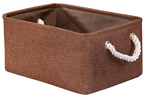 Fabric Storage Basket for Home, Shelf, Closet - Canvas Bin for Dog Toys and Baby Items (Brown, 1 Pack, 13.8L9.8W6.7H) - color: Brown, size: Medium -13.8Lx9.8Wx6.7H