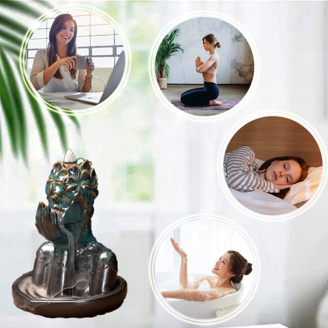 Flower Masked Half Face of Women Statue Backflow Incense Holder,Waterfall Incense Burner Holder for Sticks Cones Home Office Yoga AI033 - color: Women a