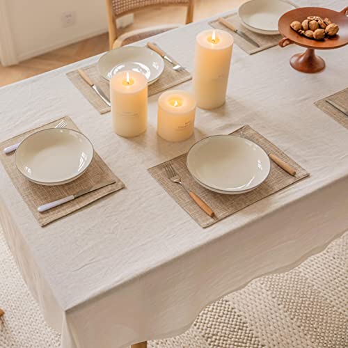 Home Brilliant Linen Place Mats Set of 6 Heat Resistant Dining Table Place Mats Cloth Placemats Kitchen Table Mats Placemat, Burlap - color: Burlap, size: Placemats 13" x 19", Set of 6