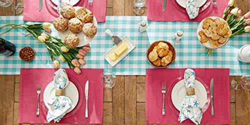 DII Basic Everyday Ribbed Tabletop 100% Cotton, Placemat Set, 13x19, Flamingo, 6 Piece - color: Flamingo, size: 13x19"