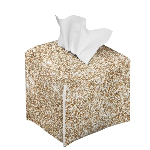 Gold Square Tissue Box Holder with Bottom Belt Foldable Napkin Facial Tissue Holder Dispenser Home Car Office Paper Organizer - color: Gold