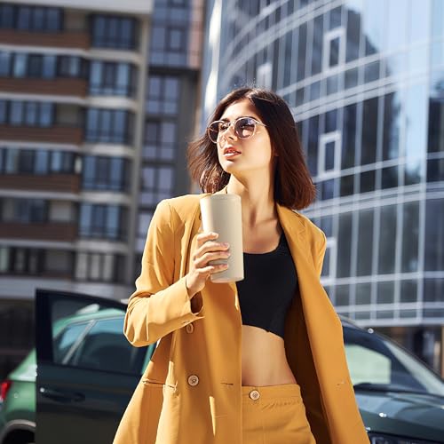 Ideus 17 oz Travel Coffee Mug, Double Wall Vacuum Stainless Steel Insulated Coffee Tumbler With Lid, Splash-Proof & Cup Holder Friendly, Keeps Drinks Hot/Cold, Dishwasher Safe, White - color: White