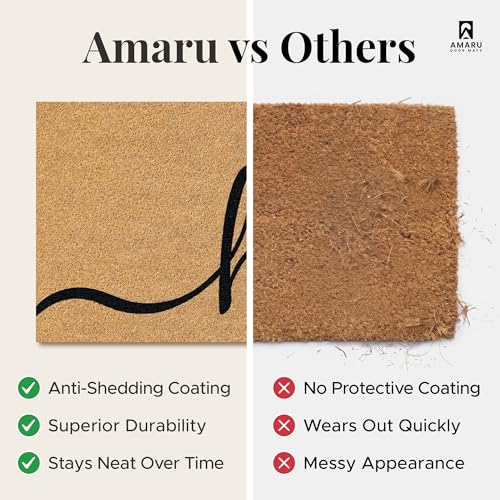 Coir Welcome Mat, Non-Slip, Hello Classic 2, 17 x 29 in | 100% Natural Coir, Anti-Shedding, Durable PVC Backing, Traps Dirt and Mud, Indoor and Outdoor Entryway, Easy to Clean - color: Hello Classic 2