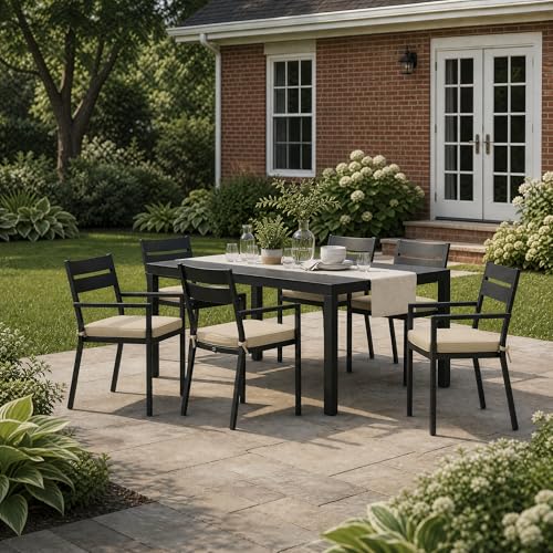Outdoor Chair Cushions, Fade-Resistant & Water-Resistant, D Shaped Patio Furniture Seat Chair Pads Replacement with Ties, Non-Slip Bottom, Removable Cover, Set of 4, 17 x 16 Inch, Natural - color: Natural, size: 17" x 16" 4 Pack