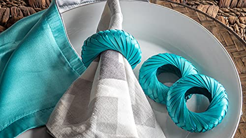 Napkin Rings Rustic Hand Woven Set of Colorful Ring Holder Coastal Tropical Beachy Napping Rings for Thanksgiving Xmas Wedding Everyday Dinning Table Parties (6X, Turquoise) - color: Turquoise