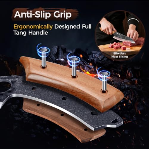 5PCS Butcher Knife Set, Hand Forged Kitchen Chef Knife Set Gift | Meat Cleaver Knife Viking Boning Knife for Home, Outdoor Camping, BBQ, High Carbon Steel Japanese Knives, Gift for Men Father - size: 6.8"