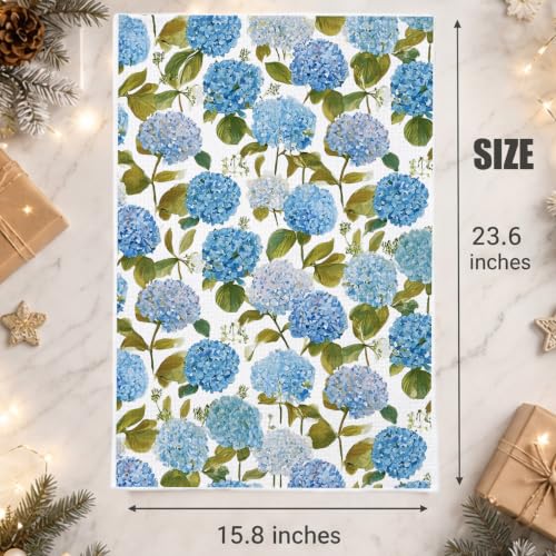Hydrangea Floral Gifts Dish Towels for Women Hostess, Hydrangea Lover Waffle Weave Kitchen Towels for Farmhouse - color: Hydrangea