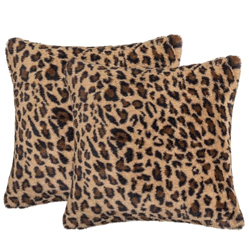 2 Packs Leopard Pillow Covers Furry 20x20 Inch Cheetah Print Pillow Faux Fur Pillow Covers Soft Plush Fluffy Cheetah Print Pillow Case 20"x20" - size: 20" x 20" (Pack of 2)
