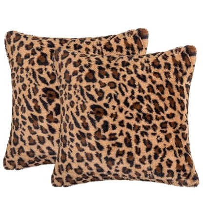 2 Packs Leopard Pillow Covers Furry 20x20 Inch Cheetah Print Pillow Faux Fur Pillow Covers Soft Plush Fluffy Cheetah Print Pillow Case 20"x20" - size: 20" x 20" (Pack of 2)