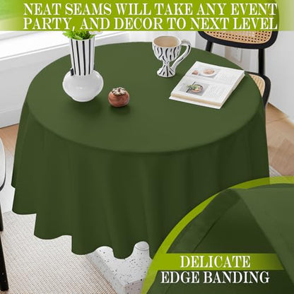 BYDOLL Table Cloth 48 Inch Round Tablecloth Fits Max38 Inch Diameter Table Top,Green Polyester Washable Wrinkle-Free Spillproof Tablecloth for Party Patio Cover - color: Green, size: 48" x 48" (Round-Fits Tables 24''-36'')