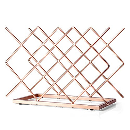 Countertop Wine Rack - 10 Bottle Freestanding Modern Rose Gold Metal Small Wine Rack - Tabletop Wine Holder Stand for Cabinet, Pantry, Wine Bottle Storage… - color: D-rose Gold 10btl
