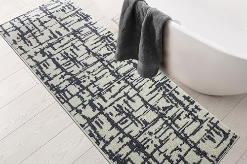 Hallway Runner Rug Non Slip Rubber Backing, 26 inch x 6 ft, Abstract Cream, Heavy Duty Berber Style Carpet Runner for Entryway, Kitchen, Bathroom, Bedroom, Laundry Room. - color: Abstract Cream, size: 6 Foot Long Runner Rug