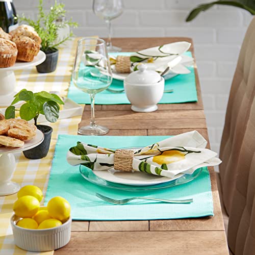 DII Basic Everyday Ribbed Tabletop 100% Cotton, Placemat Set, 13x19, Aqua, 6 Piece - color: Aqua, size: 13x19"