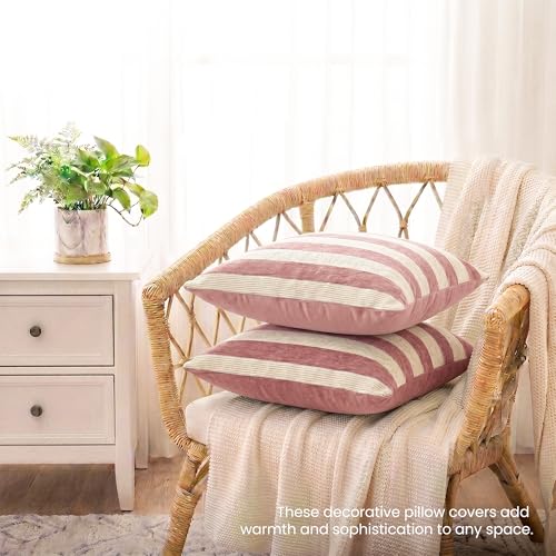 TEHALK Stripes Pillow Covers 18x18 Set of 2 - color: Pink1, size: 18" x 18" (Pack of 2)