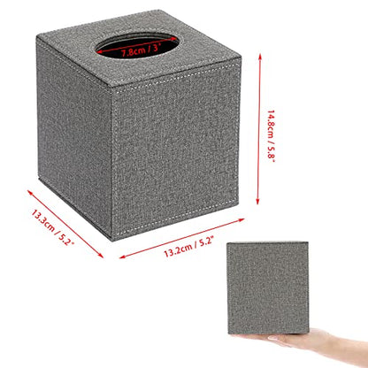 Sumnacon Square Linen Tissue Box Cover - Stylish Cube Tissue Box Holder with Magnetic Bottom, Decorative Tissue Box for Vanity Toilet Dresser Night Stand Table Countertop Home Office Car, Grey | Stylish Cube Tissue Box Covers Decorative Tissue Box for Van