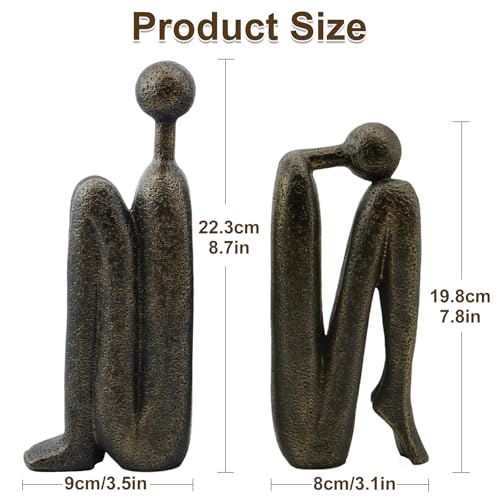 Thinker Decorative Bookends Set of 2, Heavy Duty Resin for Shelves, Bronze