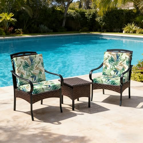 DYTXIII Outdoor Midback Chair Cushions Set of 2-20"x17" Water Repellent & Fade-Resistant Patio Seat Cushions with High-Resiliency Foam, Non-Slip Ties for Dining, Balcony Furniture-Lush Leaf Green - color: Lush Leaf Green
