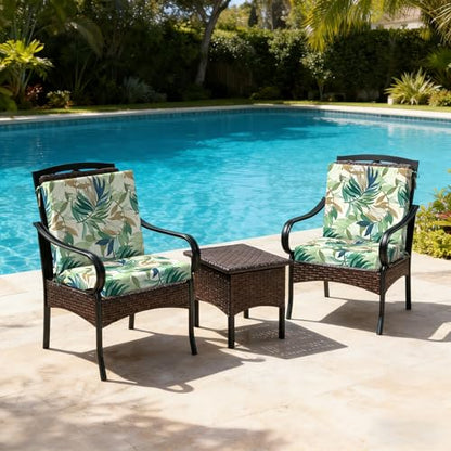 DYTXIII Outdoor Midback Chair Cushions Set of 2-20"x17" Water Repellent & Fade-Resistant Patio Seat Cushions with High-Resiliency Foam, Non-Slip Ties for Dining, Balcony Furniture-Lush Leaf Green - color: Lush Leaf Green