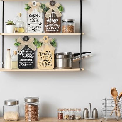 Arquiel 4Pcs Wooden Wall Art Decor Farmhouse Kitchen Rules Wood Hangings Rustic Decor (5.5 x 11 Inches)