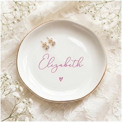 Personalized Ring Dish with Name, Custom Jewelry Tray Gift for Women, Bridesmaids, Mom, Grandma, or Best Friends (1-Name)