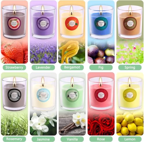 YOROXRG Scented Candles, Jasmine, Rose, Vanilla, Bergamot, fig, Lavender, Lemon, Spring,Strawberry, Rosemary, Aromatherapy Candles,Soy Wax Glass Jar Candle - 40 Pack - color: 40 Colors