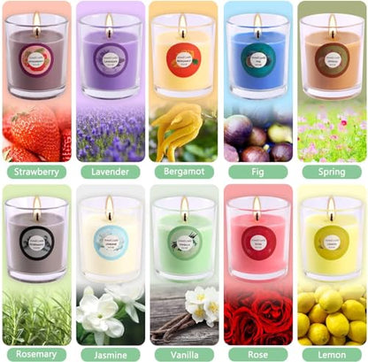 YOROXRG Scented Candles, Jasmine, Rose, Vanilla, Bergamot, fig, Lavender, Lemon, Spring,Strawberry, Rosemary, Aromatherapy Candles,Soy Wax Glass Jar Candle - 40 Pack - color: 40 Colors