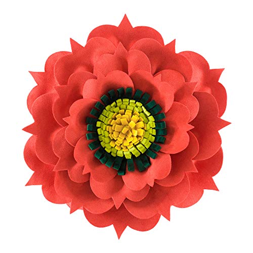 OiseauVoler 3D Flower Decorative Throw Pillow Accent Handmade Round Pillow Cushion with Insert for Home Couch Bedroom Decor 13 x 13 Inch Reddish Orange - color: Reddish Orange